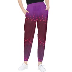 Red Splashes On Purple Background Tapered Pants by SychEva