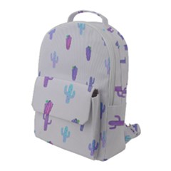 Purple And Blue Cacti Flap Pocket Backpack (large)