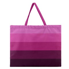 Pink Gradient Stripes Zipper Large Tote Bag by Dazzleway