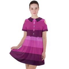 Pink Gradient Stripes Short Sleeve Shoulder Cut Out Dress  by Dazzleway