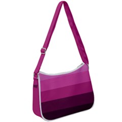 Pink Gradient Stripes Zip Up Shoulder Bag by Dazzleway