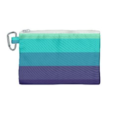 Blue Gradient Stripes  Canvas Cosmetic Bag (medium) by Dazzleway