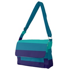 Blue Gradient Stripes  Full Print Messenger Bag (s) by Dazzleway