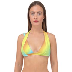 Rainbow Gradient  Double Strap Halter Bikini Top by Dazzleway