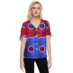 Yin-yang-eastern-asian-philosophy Bow Sleeve Button Up Top by Sudhe