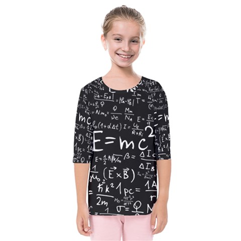 Science-albert-einstein-formula-mathematics-physics-special-relativity Kids  Quarter Sleeve Raglan Tee by Sudhe