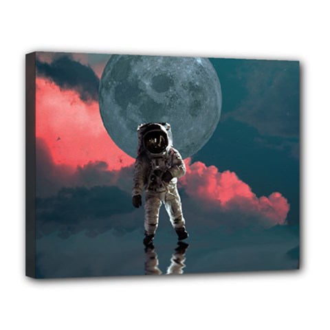 Astronaut-moon-space-nasa-planet Canvas 14  X 11  (stretched) by Sudhe
