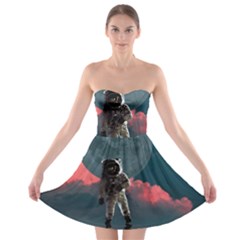 Astronaut-moon-space-nasa-planet Strapless Bra Top Dress by Sudhe