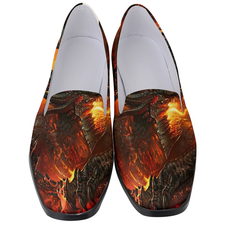 Dragon Fire Fantasy Art Women s Classic Loafer Heels