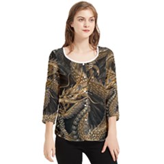 Fantasy Dragon Pentagram Chiffon Quarter Sleeve Blouse by Sudhe