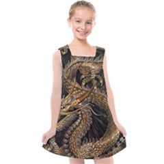 Fantasy Dragon Pentagram Kids  Cross Back Dress by Sudhe