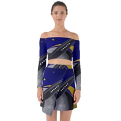 Science-fiction-sci-fi-sci-fi-logo Off Shoulder Top With Skirt Set by Sudhe