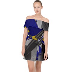 Science-fiction-sci-fi-sci-fi-logo Off Shoulder Chiffon Dress by Sudhe