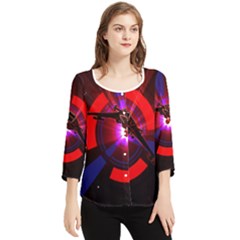 Science-fiction-cover-adventure Chiffon Quarter Sleeve Blouse by Sudhe