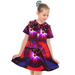 Science-fiction-cover-adventure Kids  Short Sleeve Shirt Dress by Sudhe