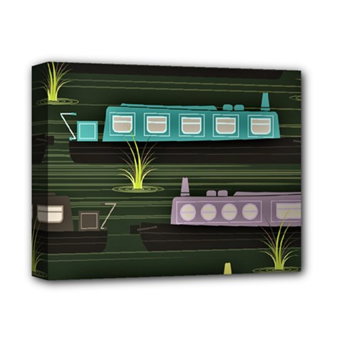 Narrow-boats-scene-pattern Deluxe Canvas 14  X 11  (stretched)