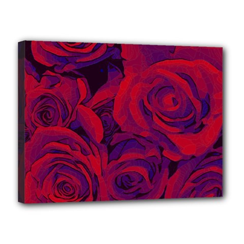 Roses-red-purple-flowers-pretty Canvas 16  X 12  (stretched)