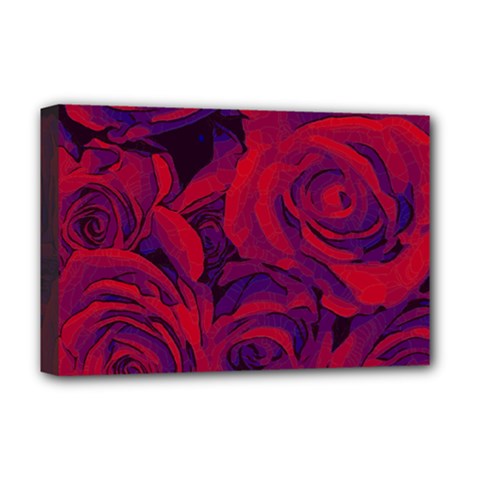 Roses-red-purple-flowers-pretty Deluxe Canvas 18  X 12  (stretched)