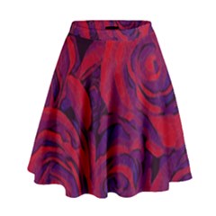 Roses-red-purple-flowers-pretty High Waist Skirt by Sudhe