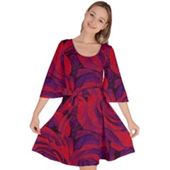 Roses-red-purple-flowers-pretty Velour Kimono Dress