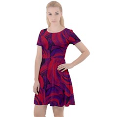 Roses-red-purple-flowers-pretty Cap Sleeve Velour Dress 