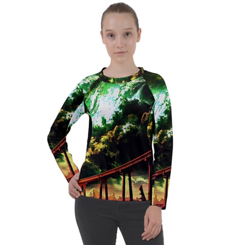 Science-fiction-forward-futuristic Women s Long Sleeve Raglan Tee by Sudhe