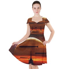 Science-fiction-digital-illustration Cap Sleeve Midi Dress