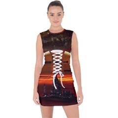 Science-fiction-digital-illustration Lace Up Front Bodycon Dress