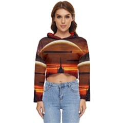 Science-fiction-digital-illustration Women s Lightweight Cropped Hoodie