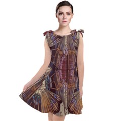 Abstract-design-backdrop-pattern Tie Up Tunic Dress