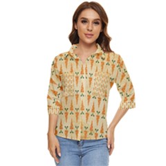 Pattern-carrot-pattern-carrot-print Women s Quarter Sleeve Pocket Shirt