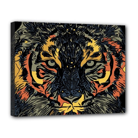 Tiger-predator-abstract-feline Canvas 14  X 11  (stretched) by Sudhe