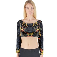 Tiger-predator-abstract-feline Long Sleeve Crop Top by Sudhe