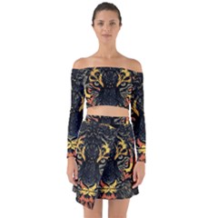 Tiger-predator-abstract-feline Off Shoulder Top With Skirt Set by Sudhe