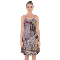 Abstract-drawing-design-modern Ruffle Detail Chiffon Dress by Sudhe