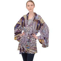 Abstract-drawing-design-modern Long Sleeve Velvet Kimono 