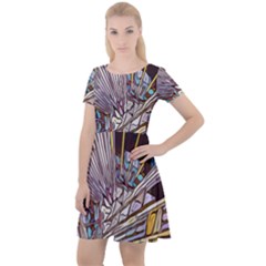 Abstract-drawing-design-modern Cap Sleeve Velour Dress 