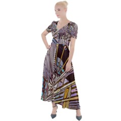 Abstract-drawing-design-modern Button Up Short Sleeve Maxi Dress