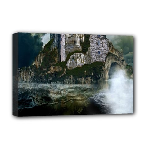 Sea-island-castle-landscape Deluxe Canvas 18  X 12  (stretched)