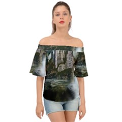 Sea-island-castle-landscape Off Shoulder Short Sleeve Top by Sudhe