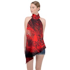 Planet-hell-hell-mystical-fantasy Halter Asymmetric Satin Top by Sudhe