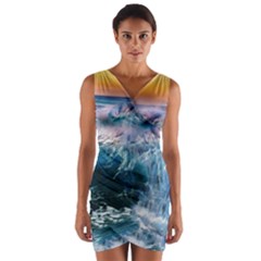 Sea-waves-ocean-water-beach-surf Wrap Front Bodycon Dress by Sudhe