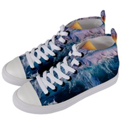 Sea-waves-ocean-water-beach-surf Women s Mid-top Canvas Sneakers by Sudhe