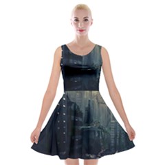 Apocalypse-post-apocalyptic Velvet Skater Dress by Sudhe