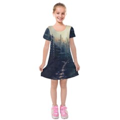 Apocalypse-post-apocalyptic Kids  Short Sleeve Velvet Dress by Sudhe