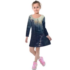 Apocalypse-post-apocalyptic Kids  Long Sleeve Velvet Dress by Sudhe