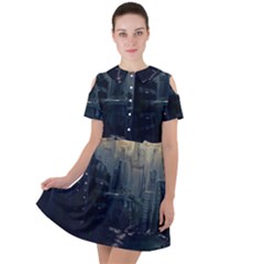 Apocalypse-post-apocalyptic Short Sleeve Shoulder Cut Out Dress  by Sudhe