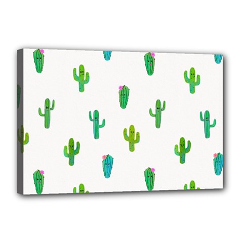 Funny Cacti With Muzzles Canvas 18  X 12  (stretched) by SychEva