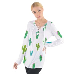 Funny Cacti With Muzzles Tie Up Tee by SychEva
