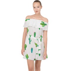 Funny Cacti With Muzzles Off Shoulder Chiffon Dress by SychEva